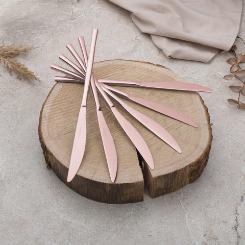 Juego De Cubiertos De 24 Piezas Con Recubrimiento Pvd De Oro Rosa Pulido Espejo, Imagen lifestyle