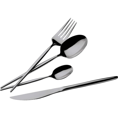 Product image of 24pcs cutlery set with BLACK PVD coating mirror POLISH. Part of the Cutlery sets . Features: • Material: stainless steel with full MIRROR finish • Include: • Table knife 6 pcs 7,0 mm • Table fork 6 pcs 4,0 mm • Table spoon 6 pcs 4,0 mm • Te.... (Studio view). Official Berlinger Haus product, boosted by Promintra sl.
