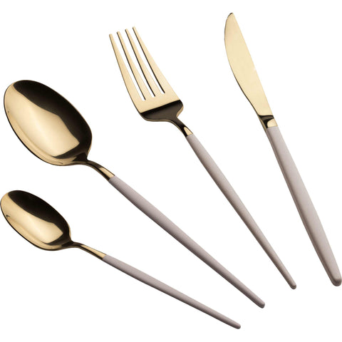 BH/3070, champán, crema, cubiertos, cutlery, Cutlery Set, Cutlery sets, espejo, juego de cubiertos, juego de cubiertos de 24 piezas, juego de cubiertos de 24 piezas con cobertura PVD dorado pulido espejo, Tableware