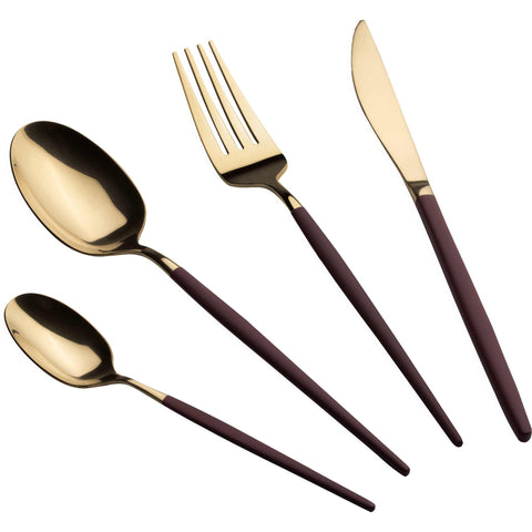 BH/3072, burdeos, champán, cubertería, cubiertos, cutlery, Cutlery Set, Cutlery sets, espejo, juego de cubiertos, juego de cubiertos de 24 piezas, juego de cubiertos de 24 piezas con recubrimiento PVD dorado pulido espejo, Tableware