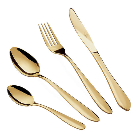 BH/2639, BH/3079, champán, cubertería, cubiertos, cutlery, Cutlery Set, Cutlery sets, espejo, juego de cubiertos, juego de cubiertos de 24 piezas, juego de cubiertos de 24 piezas con recubrimiento PVD dorado pulido espejo, Tableware