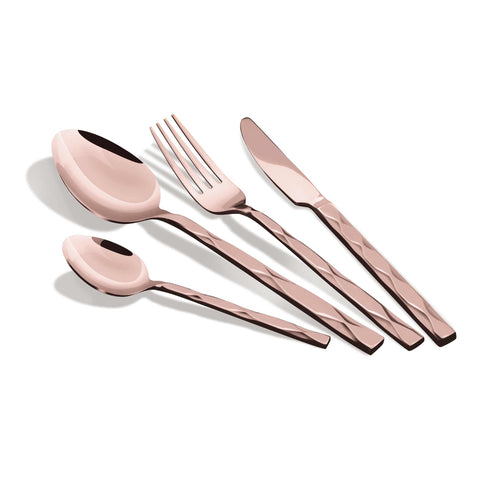 Product image of 24pcs cutlery set with ROSE GOLD PVD COATING mirror POLISH. Part of the Cutlery sets . Features: • Material: stainless steel with full MIRROR finish • Include: • Table knife 6 pcs 7,0 mm • Table fork 6 pcs 4,0 mm • Table spoon 6 pcs 4,0 mm • Te.... (Studio view). Official Berlinger Haus product, boosted by Promintra sl.