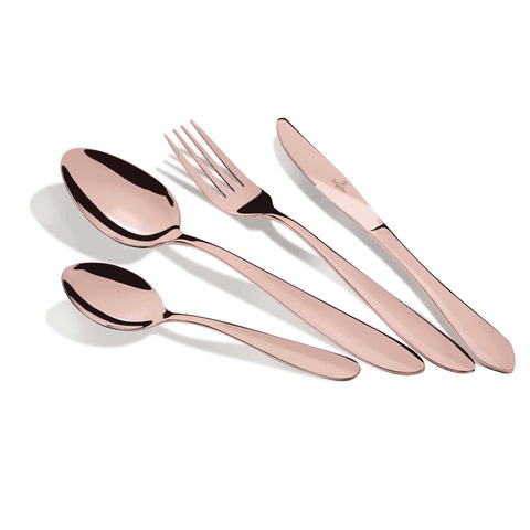 Product image of 4pcs cutlery set with traveling canvas bag mirror. Part of the Cutlery sets . Features: • Material: stainless steel with MIRROR finish • Include: • Table knife 5,0 mm • Table fork 3,0 mm • Table spoon 3,0 mm • Tea spoon 2,0 mm • Color:.... (Studio view). Official Berlinger Haus product, boosted by Promintra sl.