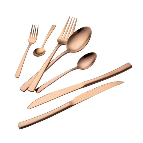 Product image of 42pcs cutlery set with steak knife. Part of the Cutlery sets . Features: • Material: stainless steel, MIRROR finish • Include: • 6 pcs table knife 7,0 mm • 6 pcs table spoon 3,5 mm • 6 pcs table fork 3,5 mm • 6 pcs tea s.... (Studio view). Official Berlinger Haus product, boosted by Promintra sl.