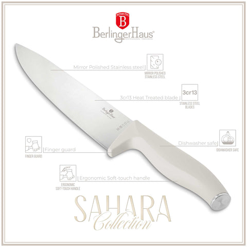Imatge del producte d'un joc de ganivets de 10 peces amb estand BAMBOO. Part de la col·lecció Sahara. Característiques: • Material: acer inoxidable • Ganivet Xef 20 cm • Ganivet de pa 20 cm • Ganivet Santoku 17,5 cm • Ganivet multiusos 12,5 cm • Ganivet de pelar 9 cm • Ganivet de carn... (Vista d'estudi). Producte oficial Berlinger, impulsat per Promintra sl.
