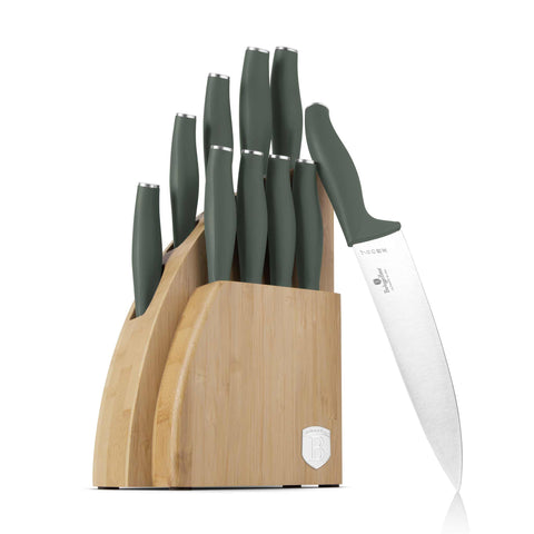 Conjunto de 10 facas com suporte de bambu