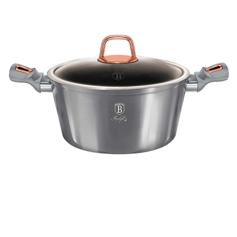 Product image of Casserole with lid 20cm. Part of the Moonlight Collection . Features: • Material: forged aluminum • Casserole with lid Ø20*10,4 cm 2,5L • Color: metallic grey REGISTERED DESIGN BY BERLINGER HAUS!. (Studio view). Official Berlinger Haus product, boosted by Promintra sl.