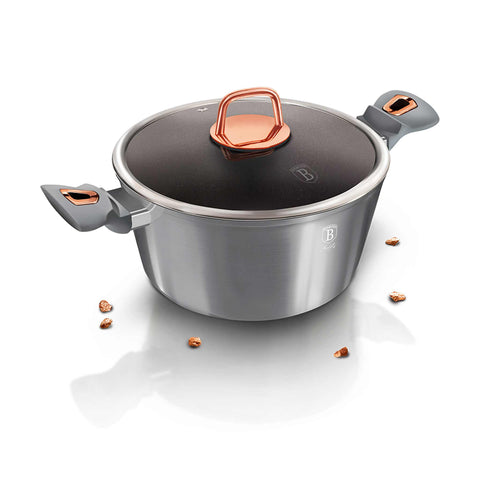 Product image of Casserole with lid 20cm. Part of the Moonlight Collection . Features: • Material: forged aluminum • Casserole with lid Ø20*10,4 cm 2,5L • Color: metallic grey REGISTERED DESIGN BY BERLINGER HAUS!. (Studio view). Official Berlinger Haus product, boosted by Promintra sl.