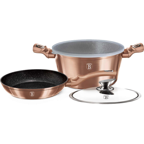 BH/6200, conjunto de panelas de 4 peças, ouro rosa, conjunto de panelas de 4 peças, panelas inteligentes, conjunto de panelas, panelas e frigideiras, conjunto de panelas e frigideiras, conjunto, cozinha, utensílios de cozinha