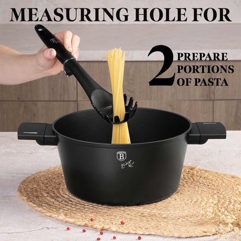 Product image of Spaghetti spoon. Part of the Black Vantage Collection/Matte Black Collection/Black Silver Collection . Features: • Material: nylon • Color: black- silver REGISTERED DESIGN BY BERLINGER HAUS!. (Studio view). Official Berlinger Haus product, boosted by Promintra sl.