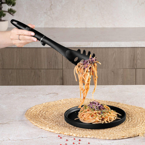Product image of Spaghetti spoon. Part of the Black Vantage Collection/Matte Black Collection/Black Silver Collection . Features: • Material: nylon • Color: black- silver REGISTERED DESIGN BY BERLINGER HAUS!. (Studio view). Official Berlinger Haus product, boosted by Promintra sl.