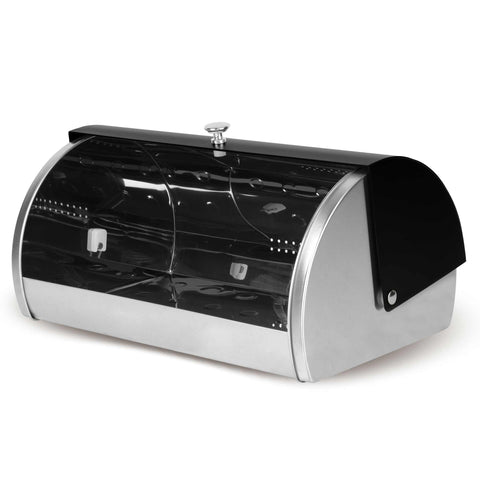 Product image of Bread box. Part of the Black Vantage Collection/Matte Black Collection/Black Silver Collection . Features: • Material: stainless steel • Bread box 38,5*28*18,5 cm • Outside color: matt black- silver. (Studio view). Official Berlinger Haus product, boosted by Promintra sl.