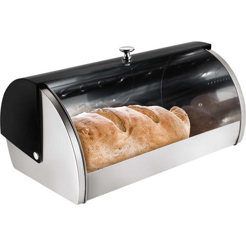 Product image of Bread box. Part of the Black Vantage Collection/Matte Black Collection/Black Silver Collection . Features: • Material: stainless steel • Bread box 38,5*28*18,5 cm • Outside color: matt black- silver. (Studio view). Official Berlinger Haus product, boosted by Promintra sl.