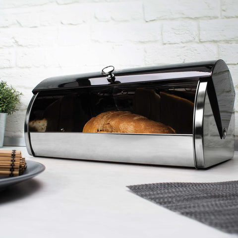 Product image of Bread box. Part of the Black Vantage Collection/Matte Black Collection/Black Silver Collection . Features: • Material: stainless steel • Bread box 38,5*28*18,5 cm • Outside color: matt black- silver. (Studio view). Official Berlinger Haus product, boosted by Promintra sl.