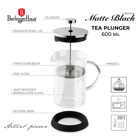 Cafetera de émbolo para café y té de 600 ml