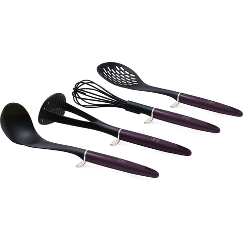 BH/6321, juego de herramientas de cocina de 4 piezas, morado, juego de herramientas de cocina con pata inteligente, juego de herramientas de cocina, herramientas de cocina, utensilios de cocina, utensilios de cocina, aparatos de cocina, espátula ranurada, batidor, espumadera, cucharón para sopa, Berlinger Haus, Promintra