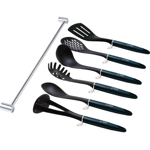 Juego De Herramientas De Cocina De 7 Piezas Con Percha De Acero Inoxidable