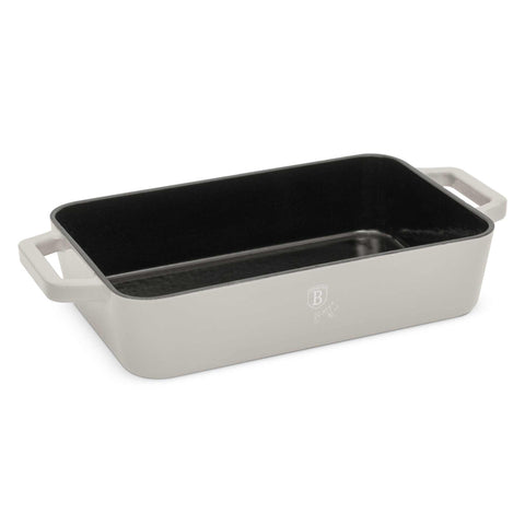 Imatge del producte de la planxa per a rostir de 30 cm. Part de la col·lecció Sahara. Característiques: • Material: ferro colat amb 3 capes de recobriment d'ESMALT brillant • Mida: Ø30*20 cm 3 L • Color: crema. (Vista d'estudi). Producte oficial de Berlinger, impulsat per Promintra sl.