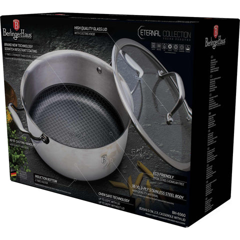 BH/6560, BH/7444, Cacerola con tapa 20cm, acero inoxidable, cacerola 20 cm, cazuela, olla, cacerola con tapa, batería de cocina, cocinar,Berlinger Haus, Promintra