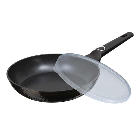 Product image of Frypan 20cm. Part of the Primal Gloss Collection . Features: • Material: forged aluminum • Frypan Ø20*4,5 cm 1,0L • Color: dark grey with black shadow and shining hammer effect REGISTERED DESIGN BY BERLINGER .... (Studio view). Official Berlinger Haus product, boosted by Promintra sl.