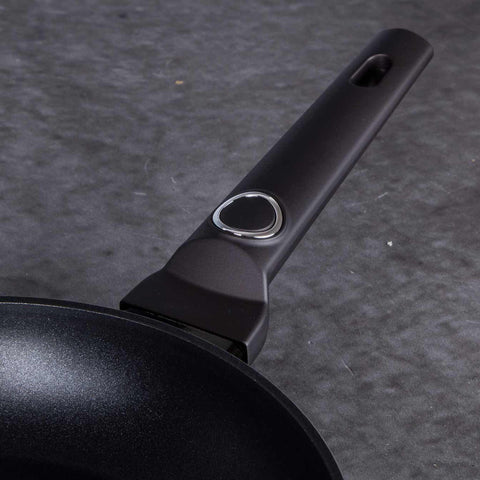 Product image of Frypan 20cm. Part of the Primal Gloss Collection . Features: • Material: forged aluminum • Frypan Ø20*4,5 cm 1,0L • Color: dark grey with black shadow and shining hammer effect REGISTERED DESIGN BY BERLINGER .... (Studio view). Official Berlinger Haus product, boosted by Promintra sl.