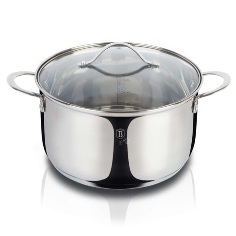 BH/6587, Caçarola de 24 cm com Tampa, Aço Inoxidável, caçarola de 24 cm, panela, caçarola com tampa, conjunto de utensílios de cozinha
