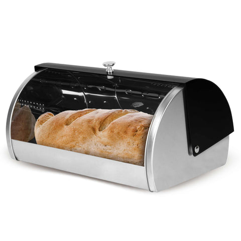 Product image of Bread box with 3pcs canister set. Part of the Black Vantage Collection/Matte Black Collection/Black Silver Collection . Features: • Material: stainless steel • Include: • Bread box 38,5*28*18,5 cm • Sugar canister Ø11*17,8 cm • Tea canister Ø11*17,8 cm • Coffee canister Ø11*17.... (Studio view). Official Berlinger Haus product, boosted by Promintra sl.