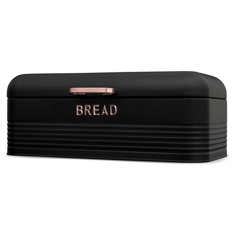 Product image of Bread box with 3pcs canister set. Part of the Black Rose Collection . Features: • Material: carbon steel • Bread box 42,5*23*16 cm • Sugar canister Ø11,5*15-19 cm • Tea canister Ø11,5*15-19 cm • Coffee canister Ø11,5*15-19 cm •.... (Studio view). Official Berlinger Haus product, boosted by Promintra sl.