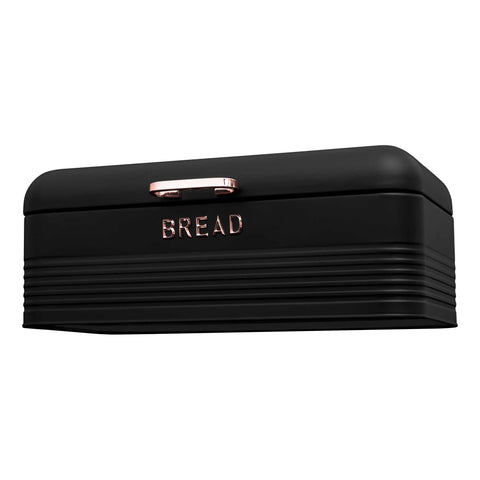 Product image of Bread box with 3pcs canister set. Part of the Black Rose Collection . Features: • Material: carbon steel • Bread box 42,5*23*16 cm • Sugar canister Ø11,5*15-19 cm • Tea canister Ø11,5*15-19 cm • Coffee canister Ø11,5*15-19 cm •.... (Studio view). Official Berlinger Haus product, boosted by Promintra sl.