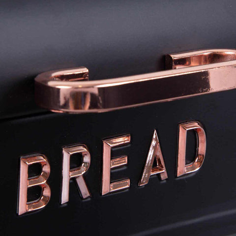 Product image of Bread box with 3pcs canister set. Part of the Black Rose Collection . Features: • Material: carbon steel • Bread box 42,5*23*16 cm • Sugar canister Ø11,5*15-19 cm • Tea canister Ø11,5*15-19 cm • Coffee canister Ø11,5*15-19 cm •.... (Studio view). Official Berlinger Haus product, boosted by Promintra sl.