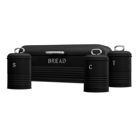 BH/6754, Panera con juego de 3 recipientes, negra y plateada, panera con juego de recipientes, juego de recipientes, recipientes de cocina, contenedores de almacenamiento, panera, panera, Berlinger Haus, Promintra