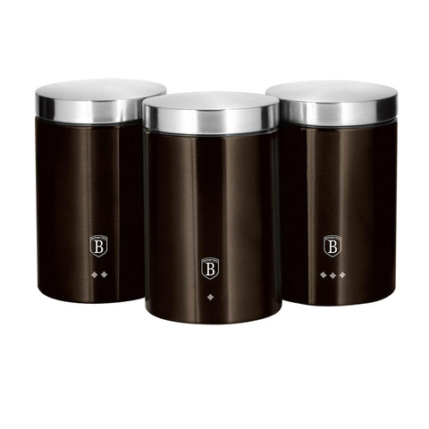 BH/6828, joc de 3 pots, negre, joc de pots a., joc de pots, pots de cuina, contenidors d'emmagatzematge