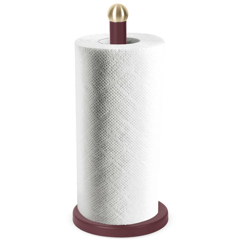 Product image of Kitchen roll holder. Part of the Leonardo Collection . Features: • Material: stainless steel with matt black coating • Size: 15*34 cm • Color: matt bordeaux. (Studio view). Official Berlinger Haus product, boosted by Promintra sl.