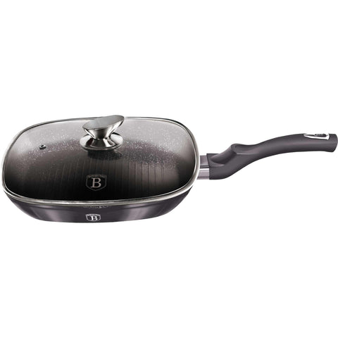 BH/6909, Sartén grill con tapa 28 cm, gris oscuro, sartén grill 28 cm con tapa, sartén, sartén, sartén grill, sartén grill con tapa, batería de cocina, cocinar,Berlinger Haus, Promintra