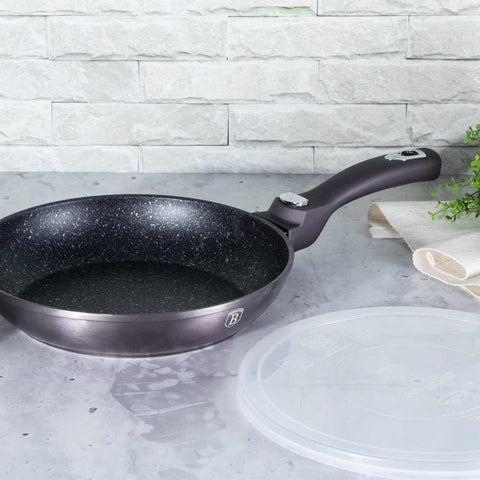 BH/6912, BH/6889, Sartén de 24 cm con mango desmontable, gris oscuro, sartén de 24 cm, mango desmontable, batería de cocina inteligente, sartén, batería de cocina, cocinar,Berlinger Haus, Promintra