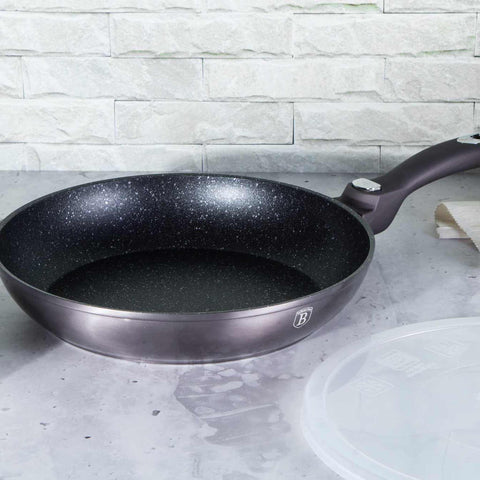 BH/6913, BH/6890, Sartén de 28 cm con mango desmontable, gris oscuro, sartén de 28 cm, mango desmontable, batería de cocina inteligente, sartén, batería de cocina, cocinar,Berlinger Haus, Promintra