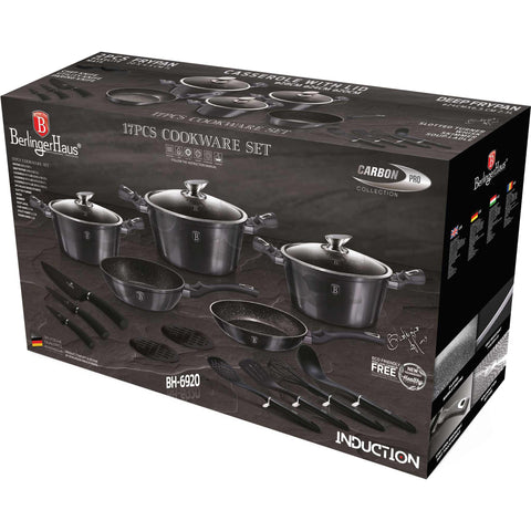 BH/6920, juego de utensilios de cocina de 17 piezas, gris oscuro, juego de utensilios de cocina de 17 piezas, juego de ollas, ollas y sartenes, juego de ollas y sartenes, juego, herramientas de cocina, cuchillo, cuchillos, cocina, utensilios de cocina,Berlinger Haus, Promintra
