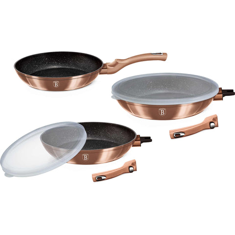 BH/7054,BH/1278NF,Juego de 5 sartenes con mango desmontable,Oro rosa,Juego de 5 sartenes a.,Mango desmontable,Utensilios de cocina inteligentes,Sartén,Juego de sartenes,Sartén,Juego de sartenes,Utensilios de cocina,Cocinar,Sartenes,Juego de sartenes
