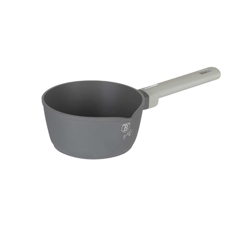 Product image of Sauce pan 16cm. Part of the Aspen Collection . Features: • Material: forged aluminum with grey titan non-stick coating • Sauce pan Ø16*7 cm 1,2L • Color: matt grey REGISTERED DESIGN BY BERLINGER HAUS!. (Studio view). Official Berlinger Haus product, boosted by Promintra sl.