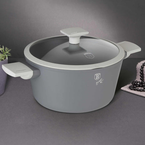 BH/7066, NUEVO, BH/8272, Cacerola con tapa 20cm, gris mate, cacerola 20 cm, cazuela, olla, cacerola con tapa, batería de cocina, cocinar,Berlinger Haus, Promintra