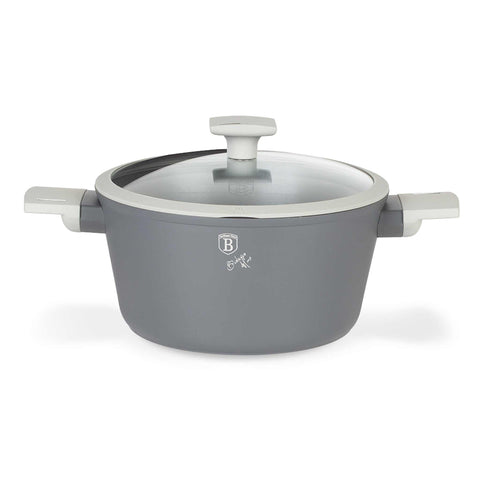 Product image of Casserole with lid 20cm. Part of the Aspen Collection . Features: • Material: forged aluminum with grey titan non-stick coating • Casserole with lid Ø20*10,4 cm 2,5L • Color: matt grey REGISTERED DESIGN BY BERLING.... (Studio view). Official Berlinger Haus product, boosted by Promintra sl.
