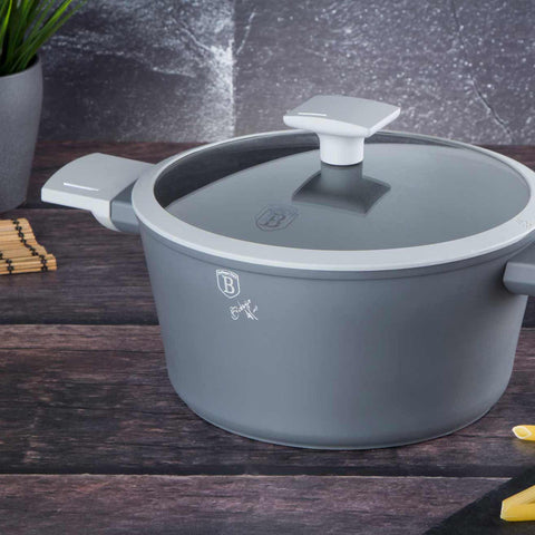 BH/7066, NUEVO, BH/8272, Cacerola con tapa 20cm, gris mate, cacerola 20 cm, cazuela, olla, cacerola con tapa, batería de cocina, cocinar,Berlinger Haus, Promintra