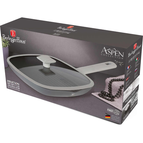 BH/7073, NUEVO, BH/7073N, Sartén grill con tapa 28 cm, gris mate, sartén grill 28 cm con tapa, sartén, sartén, sartén grill, sartén grill con tapa, batería de cocina, cocinar,Berlinger Haus, Promintra