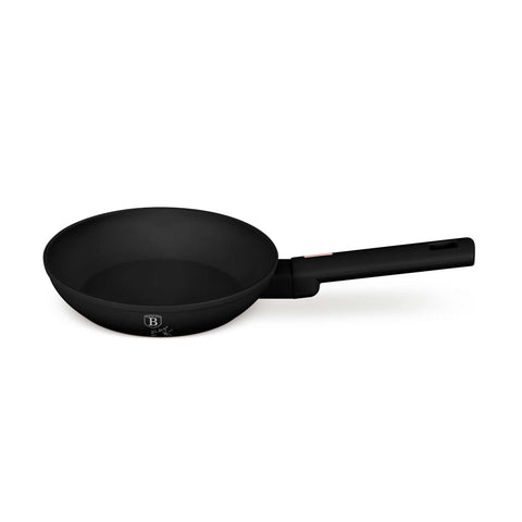 Product image of Frypan 20cm. Part of the Monaco Collection . Features: • Material: forged aluminum with black titan non-stick coating • Frypan Ø20*4,5 cm 1,0L • Color: black- rose gold REGISTERED DESIGN BY BERLINGER HAUS!. (Studio view). Official Berlinger Haus product, boosted by Promintra sl.
