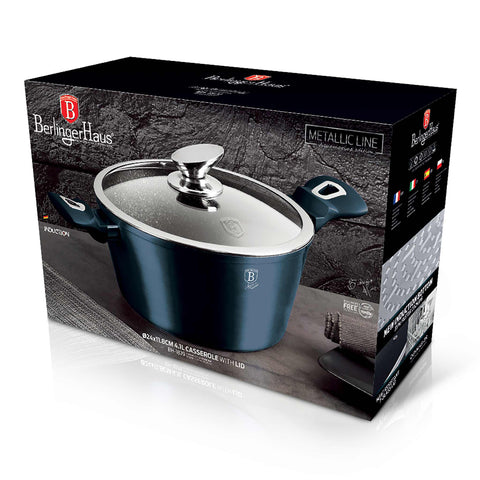 Product image of Casserole with lid 30cm. Part of the Metallic Line Aquamarine Edition . Features: • Material: forged aluminum • Casserole with lid Ø30*13,5 cm 8L • Color: metallic aquamarine REGISTERED DESIGN BY BERLINGER HAUS!. (Lifestyle view). Official Berlinger Haus product, boosted by Promintra sl.