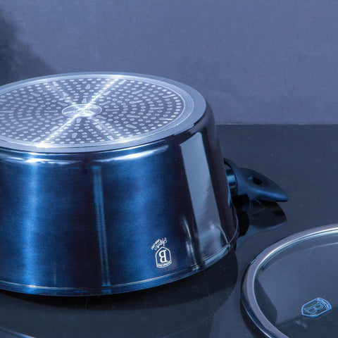 Product image of Casserole with lid 30cm. Part of the Metallic Line Aquamarine Edition . Features: • Material: forged aluminum • Casserole with lid Ø30*13,5 cm 8L • Color: metallic aquamarine REGISTERED DESIGN BY BERLINGER HAUS!. (Lifestyle view). Official Berlinger Haus product, boosted by Promintra sl.