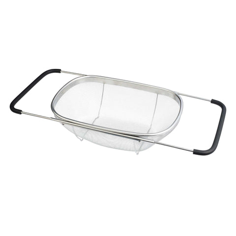 Product image of Flexible mesh basket with adjustable handles. Part of the kitchen accessories . Features: • Material: 18/10 stainless steel • Size: 34*24*11 cm. (Studio view). Official Berlinger Haus product, boosted by Promintra sl.