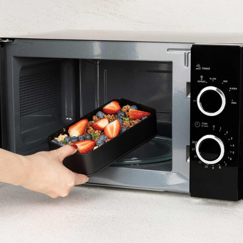 BH/7206, Lonchera de 2 capas con tapa de bambú, negra, lonchera, contenedor de alimentos, caja de alimentos, almacenamiento de alimentos, tapa de bambú