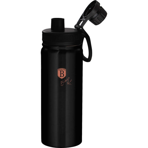 BH/7758, Botella deportiva 540 ml, negra, oro rosa, botella deportiva, botella de agua, cantimplora,Berlinger Haus, Promintra