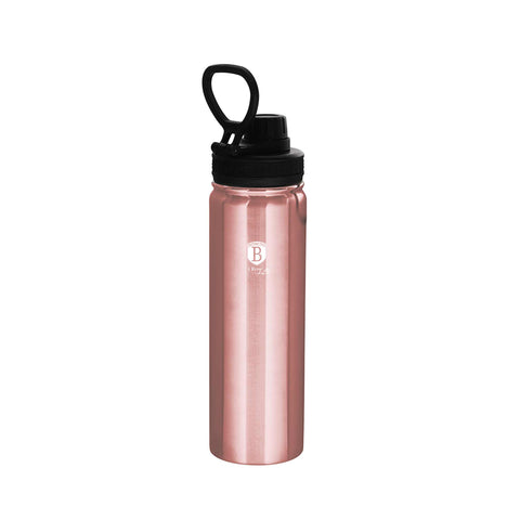 Imatge del producte d'ampolla esportiva de 720 ml. Forma part de la col·lecció I-Rose. Característiques: • Material: cos interior d'acer inoxidable 18/10 • Capacitat: 720 ml • Color: rosa metàl·lic • Embalatge: mitja caixa de regal. (Vista d'estudi). Producte oficial de Berlinger, impulsat per Promintra sl.